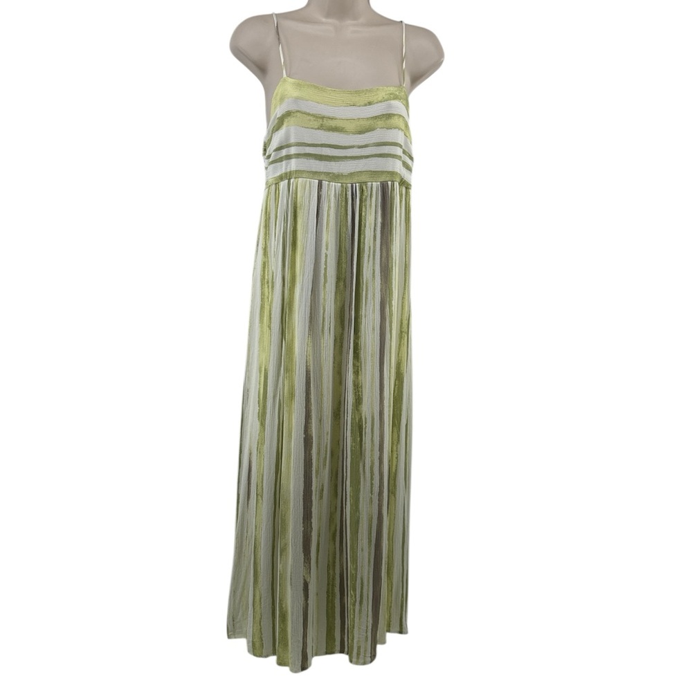 Gilli Women's Striped Midi Summer Dress Lime Green/White/Gray Size L